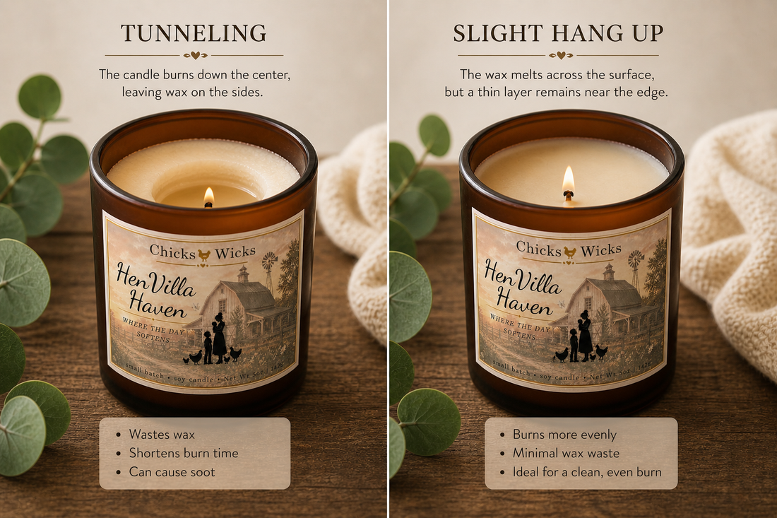 🕯️ Candle Care: Tunneling vs. Hang-Up (And How to Fix It)