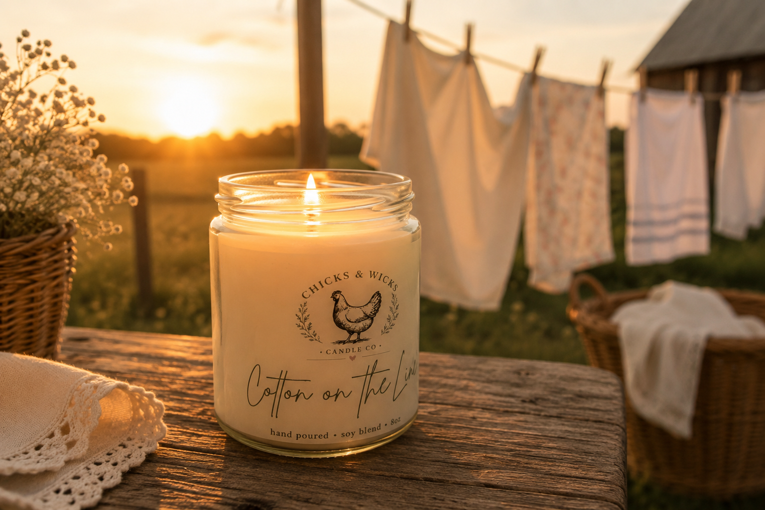 Linen Soy Candle | Cotton on the Line | Farmhouse Candle