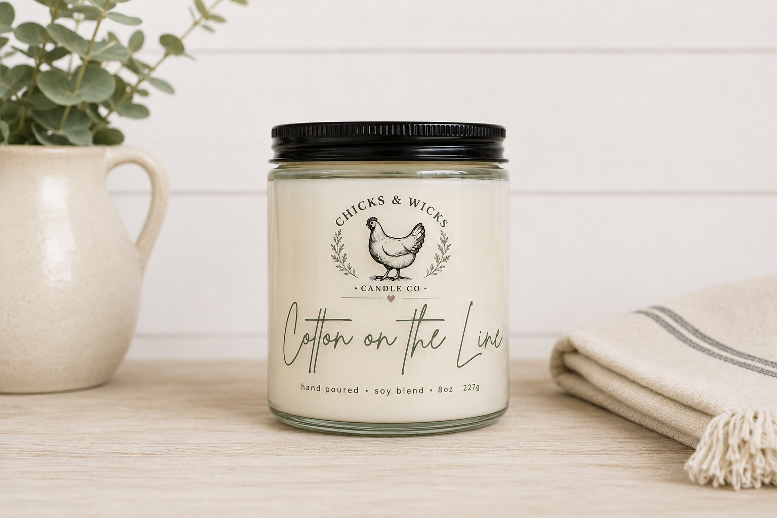Linen Soy Candle | Cotton on the Line | Farmhouse Candle