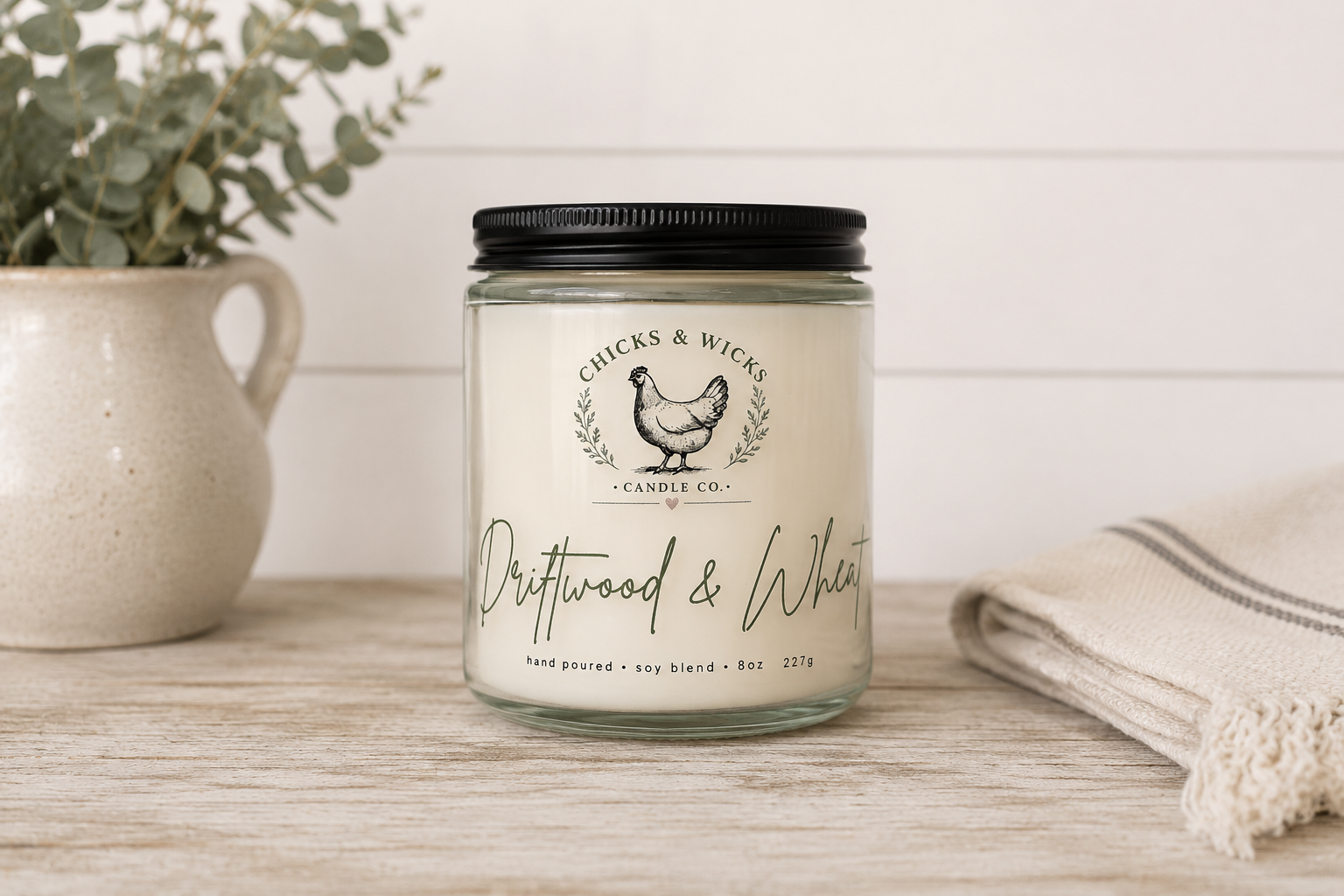 Driftwood Soy Candle | Driftwood & Wheat | Farmhouse Candle