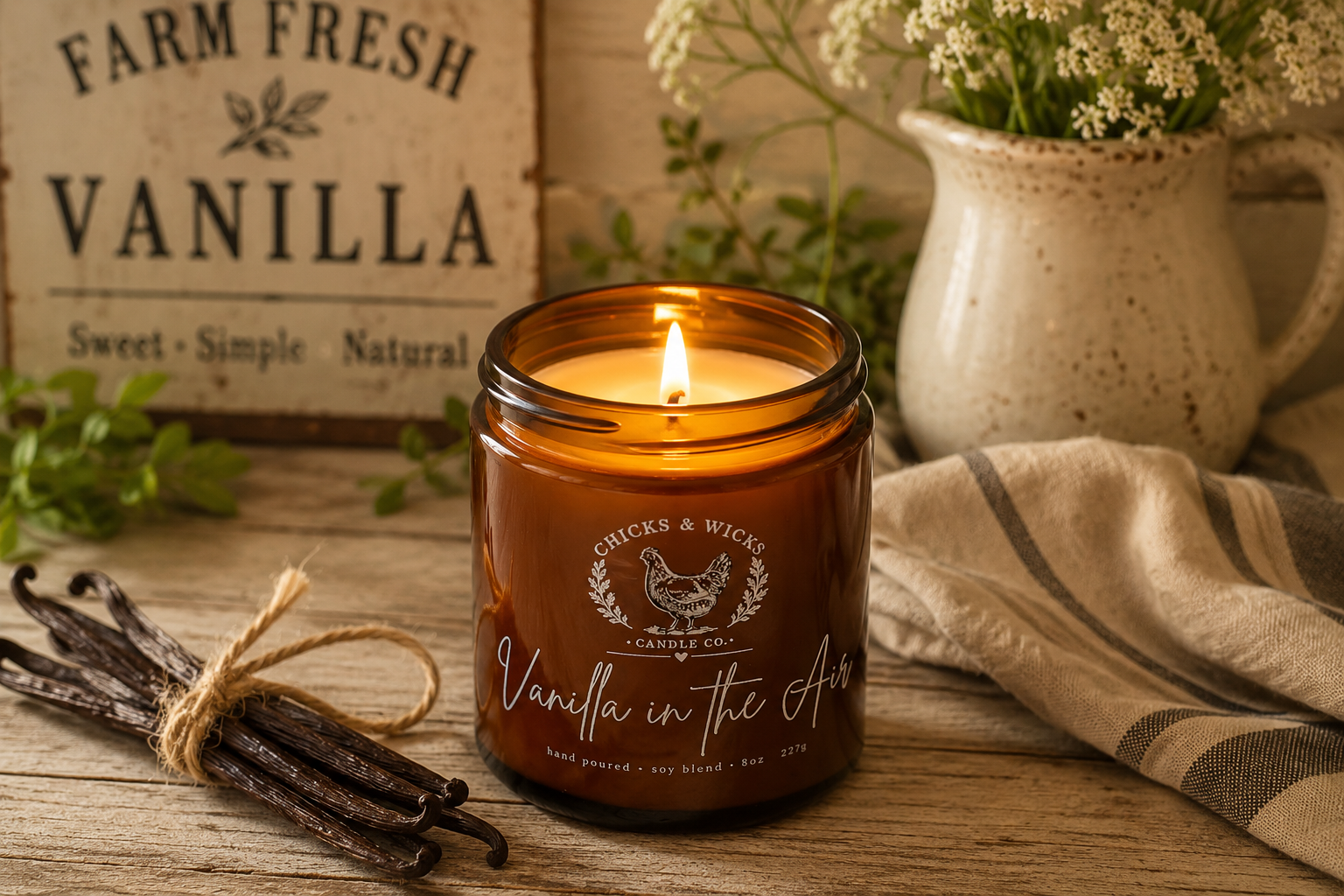 Vanilla Soy Candle | Vanilla in the Air | Farmhouse Candle
