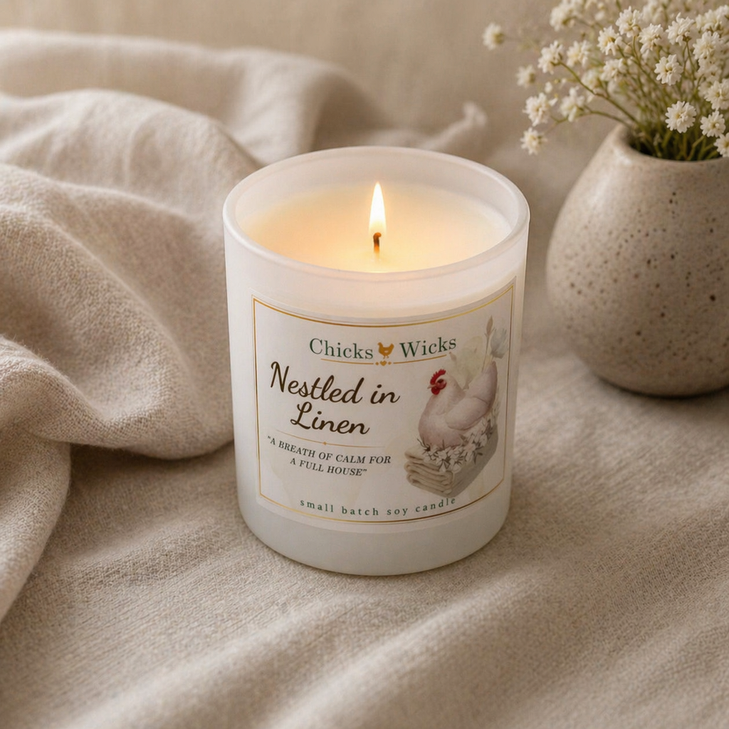 Signature Clean Linen Soy Candle | Nestled in Linen | Hand-poured