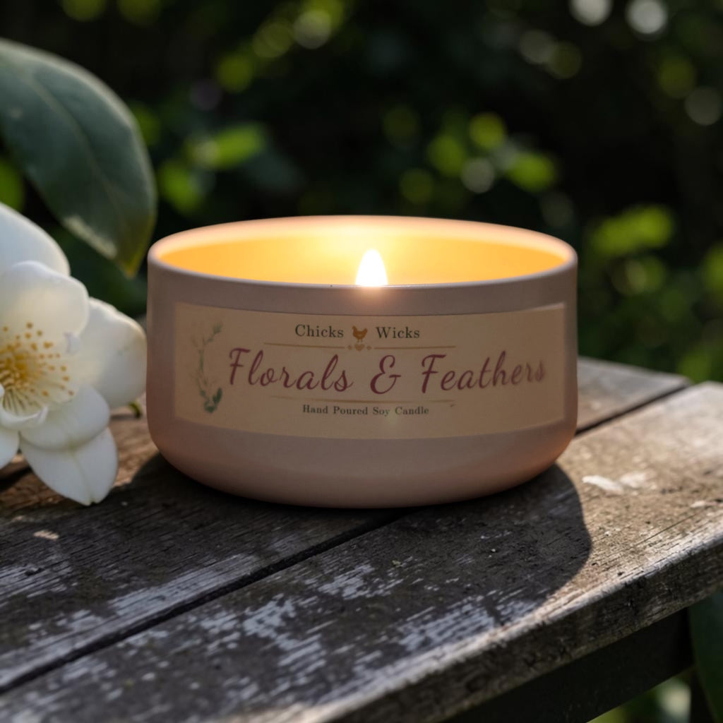 Signature Floral Soy Candle | Florals & Feathers | 4.6oz